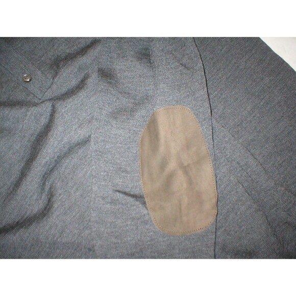 New NWT Mens L Merino Wool Sweater Gray Italy Roberto Collina Suede Patch Elbow - Picture 3 of 5